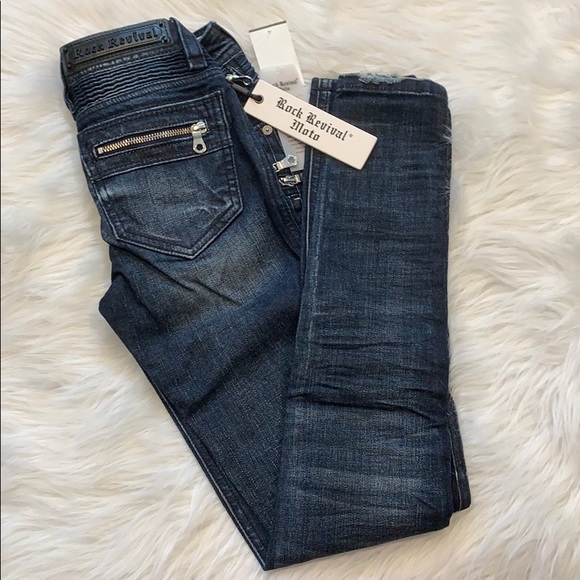 Women’s Rock Revival Skinny Zip Moto Jeans - Picture 1 of 6